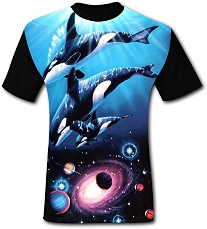 EveLe5 Space Dolphin Casual Short Sleeve T Shirt for Mens