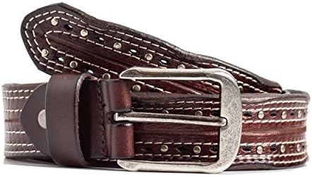 Brown Casual Leather Belt Stitching Detail (32)