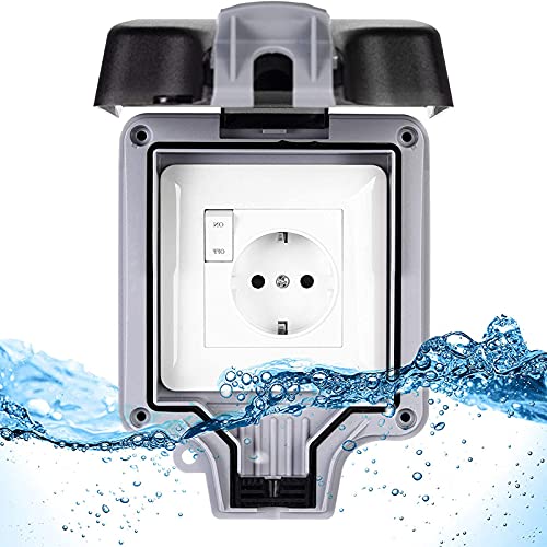 Colorful Außensteckdose Steckdose, IP66 Wasserdicht Wetterfest Schutzkontakt Wandsteckdose Hochleistungs Schalt External… – Bild 6