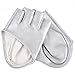 Fashion Ladies Faux PU Leather Half Finger Half Palm Gloves Mitten (Silver)