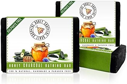 THE HONEY SHOP - Honey Charcoal Bathing Bar (Sulphate & Parabeen Free), 100G x 3 (Pack Of 3)