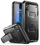i-Blason Case for iPhone Xs Max 2018 Release, [Built in Screen Protector][Armorbox] Full Body Heavy Duty Protection Kickstand Shock Reduction Case (Black), 6.5"