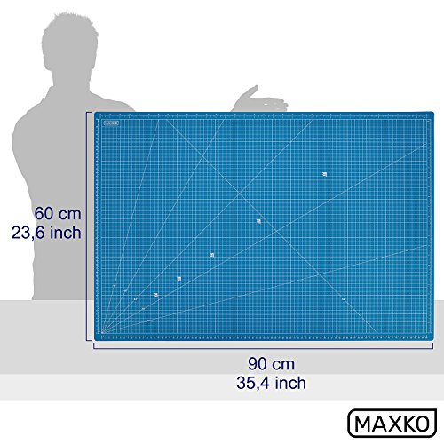 [- MAXKO Schneidematte 90 x 60 cm , blau, selbstheilend, metrische Einteilung - mit 2 Jahren Geld-z
