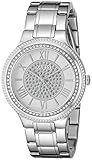 GUESS Women's U0637L1 Dressy Silver-Tone Watch with White Dial , Crystal-Accented Bezel and Stainless Steel Pilot Buckle