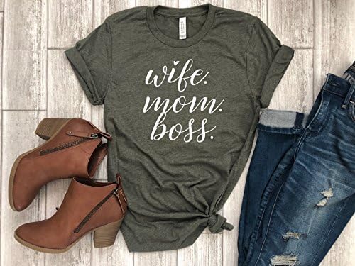 Wife mom boss Mom Life Tee Mom of Girls Mom Shirt Womens T Shirt Casual Short Sleeve T-Shirt Top Graphic Tee