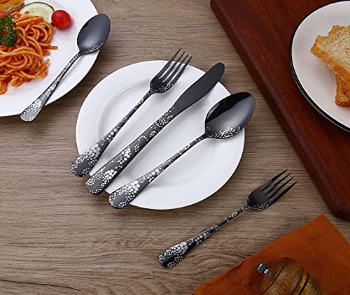 20-Piece-Silverware-Set-Stainless-Steel-Flatware-Cutlery-Set-for-4-Knives-and-Forks-and-Spoons-Sets-Unique-Pattern-Design-Dishwasher-Safe-Black1