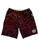INTO THE AM Zodiac Galaxy Print Athletic Shorts, Men's Board Shorts for Basketball, Swim, Gym, & Workout