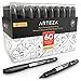 ARTEZA Permanent Markers Black, Bulk Set of 60, Fine Tip, Waterproof