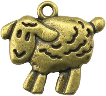 NEWME 25pcs Sheep Charms Pendant For DIY Jewelry Wholesale Crafting Bracelet and Necklace Making (antique bronze)