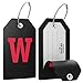 Shacke Initial Luggage Tag with Full Privacy Cover and Stainless Steel Loop - Black (Letter W)