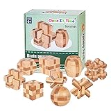 Once ZY Time Puzzles Wooden Puzzles Games Burr Puzzles Jigsaw Lock 3D Handmade Brain Teaser Intellectual Educational Toys for Kids Adults Mini Size 9pcs/Set