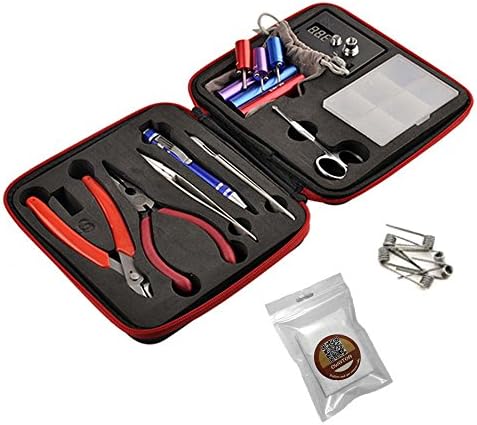 DIY Tool Kit Coil Jig Kits, ohm Meter, Diagonal Pliers, Wire Cutter, Scissors, Screwdriver, Tweezer, Wire Case (3 in 1)