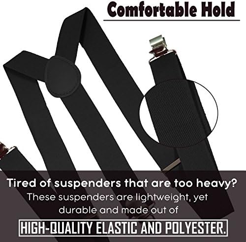 Suspenders For Men - 1 inch Width Elastic Y-back style Suspender - Adjustable Length - Never Comes Loose by Twom Sales