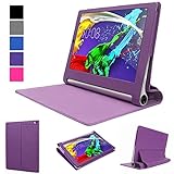 Evecase Lenovo Yoga Tablet 2 10 inch Case, SlimBook Leather Folio Case Cover w/ Stand Cut-outs for Lenovo Yoga Tablet 2 (10'') w/ Android Version (1050, 59426285) / Windows Version (1051, 59428426) Tablet - Purple