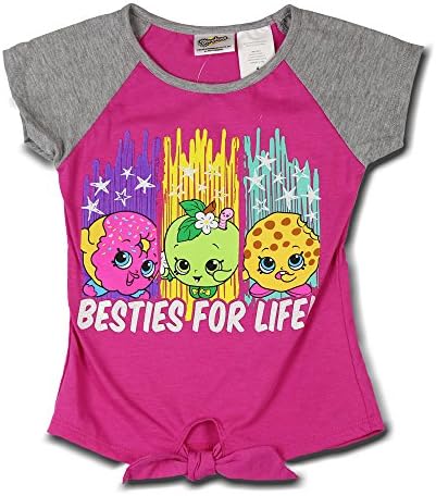 Shopkins ''Besties For Life'' Pink Short Sleeve Tie Front T-Shirt Girls 4-6X (4)