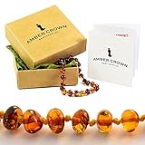 Amber Crown Baltic Amber Teething Bracelet / Anklet for Babies (Honey Color) - Anti Inflammatory, Drooling & Teething Pain Reduce - Certificated Premium Quality Baltic Amber Jewelry