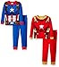 Marvel Boys' Big 4-Piece Cotton Pajama Set, Multi Character-Blue/Red, 8