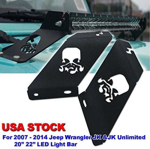TJMOTO 20 Inch Hood Mount Bracket Kit LED Light Bar For 2007-2015 Jeep Wrangler JK