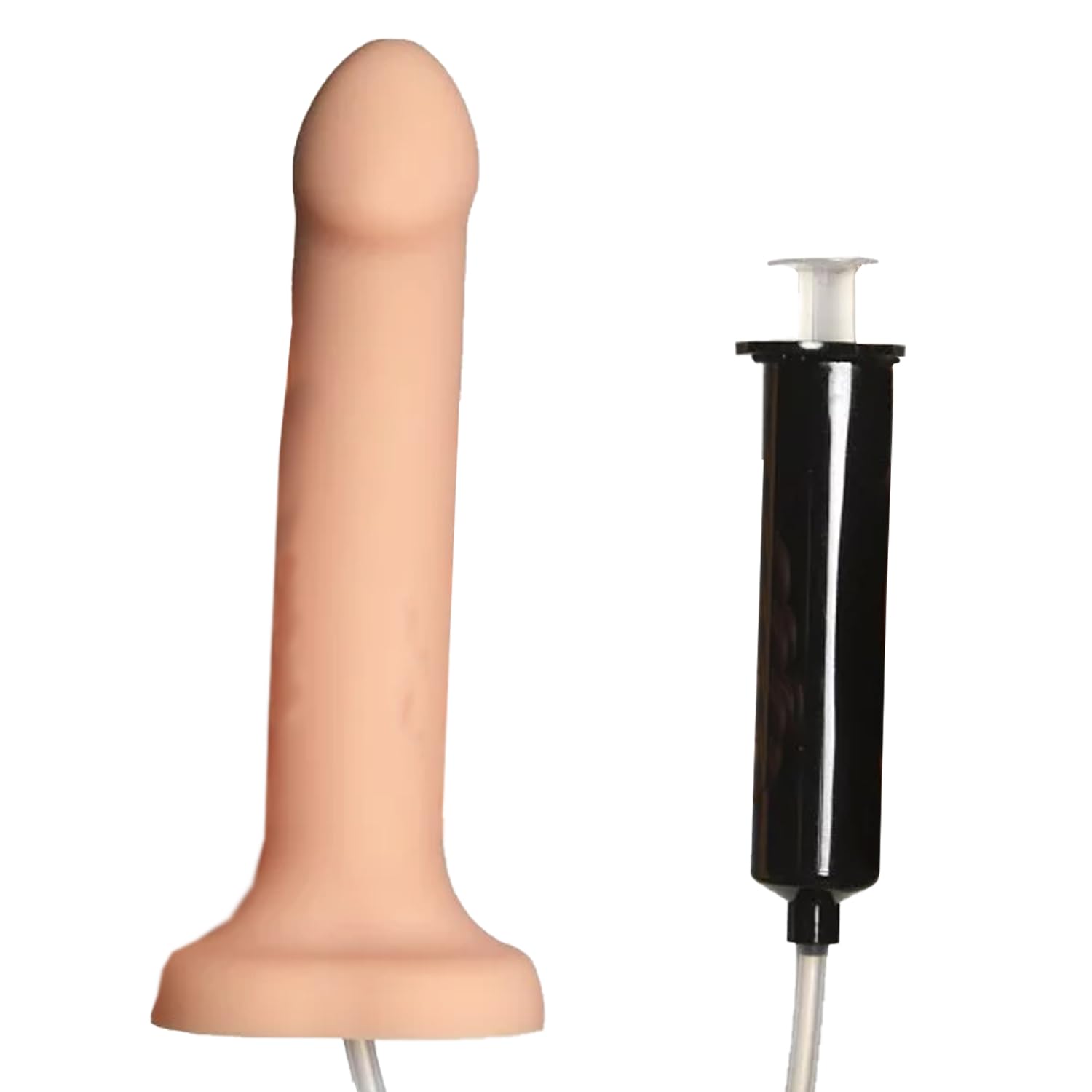 STRAP-ON-ME - Semi-Realistic Cum Dildo - with 30ml Syringe 82cm Hose and Strong Suction Cup - Phthalate-Free Silicone - Hypoallergenic - Size L - Flesh