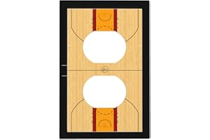 SPTVAN Basketball Court Black Duplex Outlet Cover Decorative 1 Gang Receptable Switch Wall Plate Electrical Faceplate for Boys Kids Bedroom Nursery House Living Room Decor