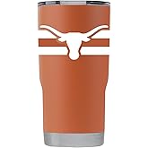 Gametime Sidekicks Texas 20oz Burnt Orange Tumbler - Officially Licensed, 18/8 Stainless Steel, Double-walled, Vacuum-insulated, UV LED Printed Logos, Sweatless, Stays Hot/Cold - 360 Wrap