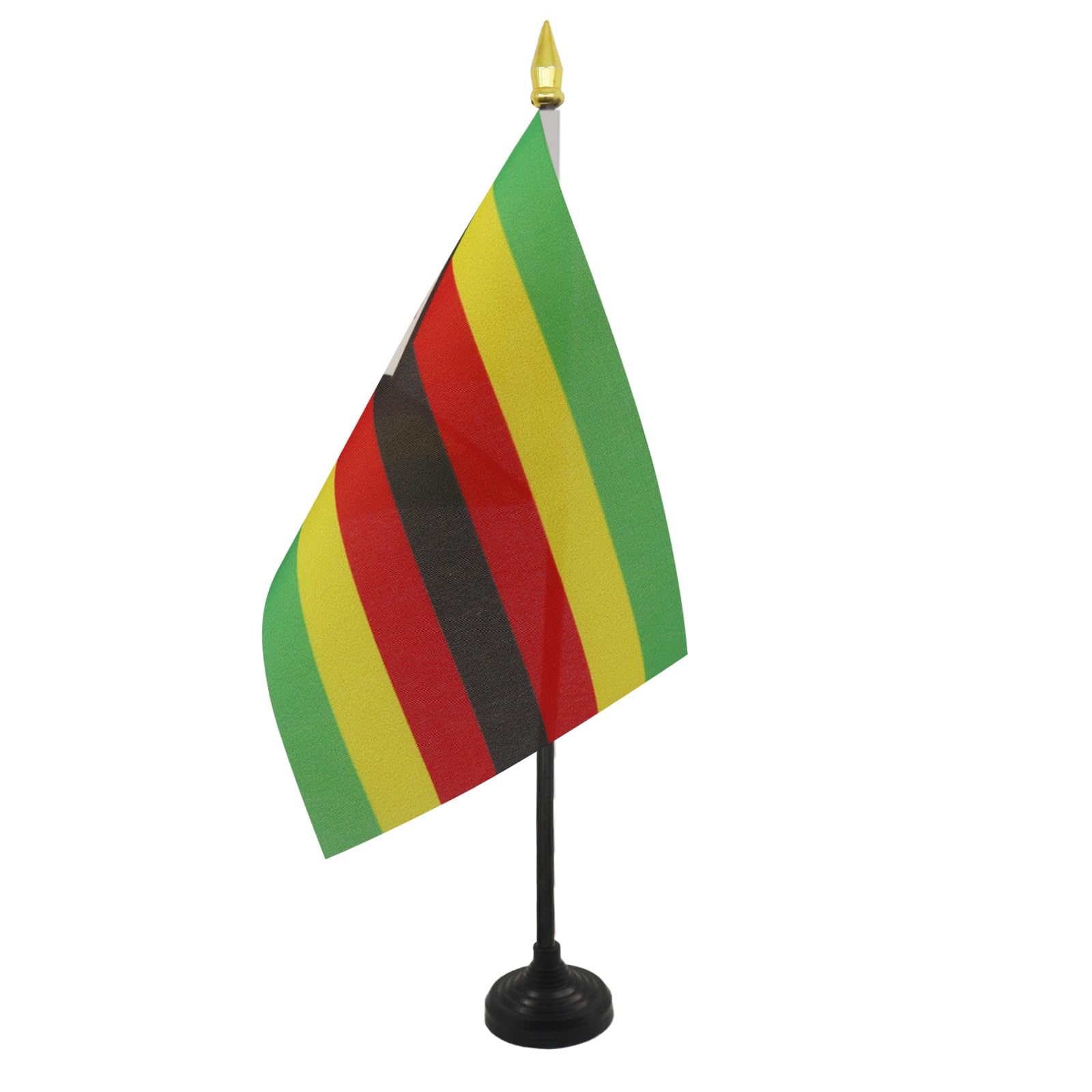 AZ FLAG - Zimbabwe Table Flag 4'' x 6'' - Zimbabwean Mini Desk Flag 100% Polyester 15 x 10 cm - Office Mini Banner with 10'' Pole - Golden Spear