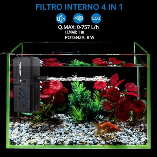 NO.17 6W Internal Filter for Aquarium, Adjustable with Water Pump 500L/H for 30-150 Litres