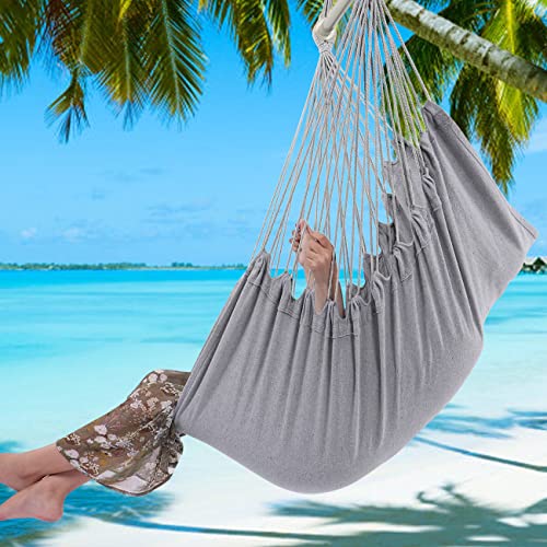 Y-Stop Hammock Chair Hanging Rope Swing - 500 Lb Capacity, Includes 2 Seat Cushions, Steel Spreader Bar, For Indoor/Outdoor (Dark Grey)
