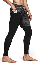 Aolesy Men's 2 in 1 Running Pants, Gym Workout