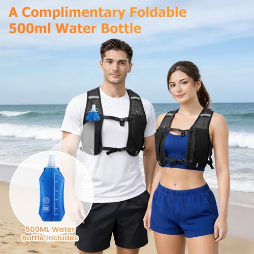 Running Vest, Hydration Vest with Water Bottle, Running Vest for Mens & Women, Running Backpack, Adjustable, Reflective Strips, Unisex