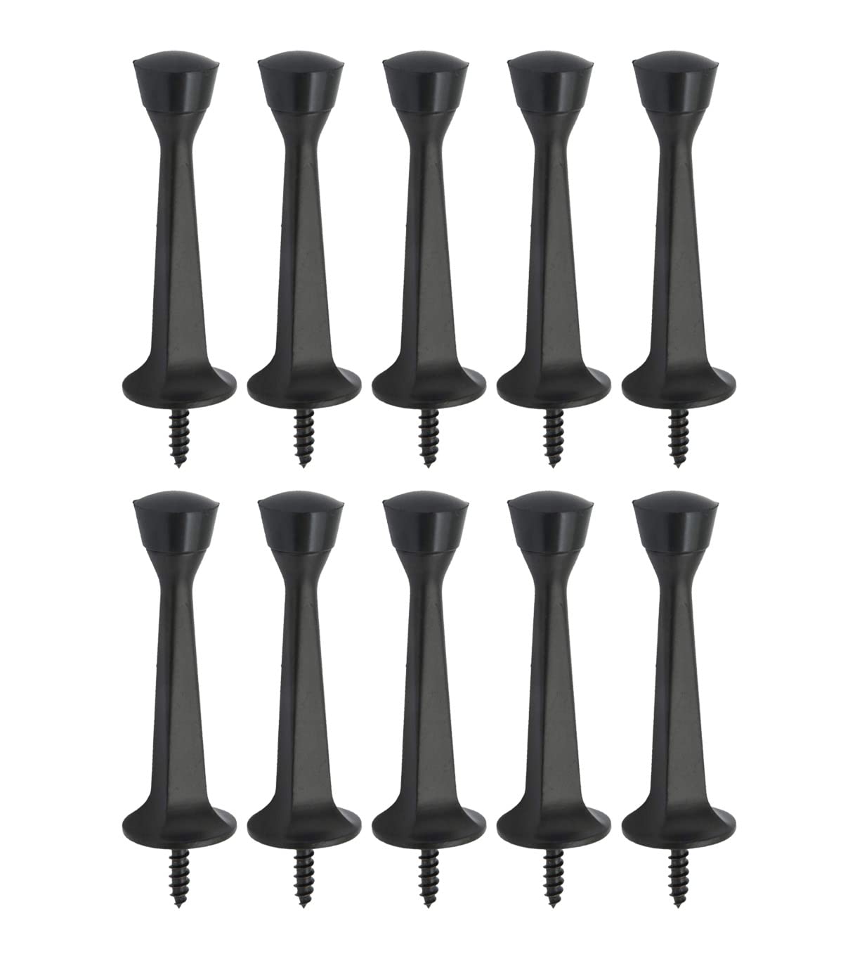 QCAA Rubber Tip Heavy Duty Solid Rigid Door Stop, 3", Zinc Die Cast, Matte Black, Made in Taiwan, 10 Pack