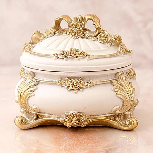Accessory Case, Trinket Case, Storage with Lid, Ribbon, Bell, Pottery, Accessory Case, Lid, Antique Rococo Style, Interior Goods, Stylish, Figurine, Cute, Stylish, Birthday Gift