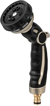 Restmo Garden Hose Pipe Spray Gun with 9 Patterns Metal Nozzle Black