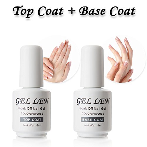 Gellen Top Coat And Base Coat for Gel Polish - Long lasting Shine Finish, 0.33 fl oz Each Bottle