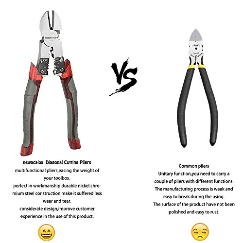 Side Cutting Pliers, Big Industrial Pliers with Wire Stripper/Crimper