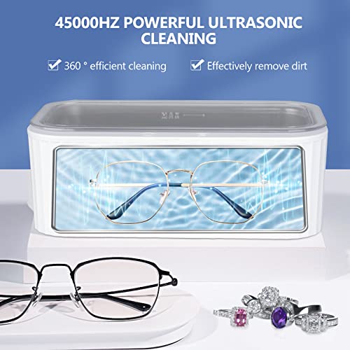 Ultrasonic Cleaner, Ultrasonic Eyeglass Cleaner, 45 KHz Professional Ultrasonic Cleaning Machine with 4 Cleaning Modes, 400 ml Household Ultrasonic Cleaner for Glasses Jewellery Watches Dentures