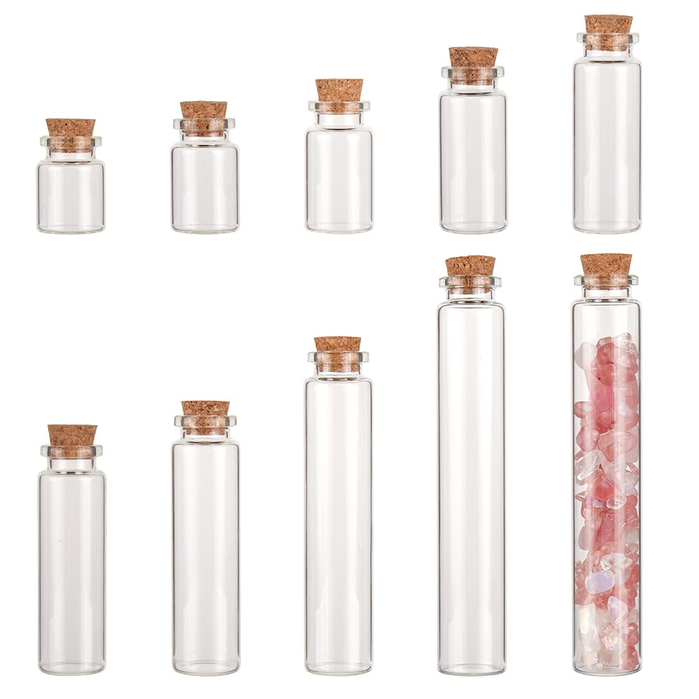 CRASPIRE 18Pcs 9 Size Small Glass Bottles with Cork