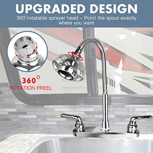 RV Sink Faucet, RV Kitchen Faucet Replacement with Flexible Arc 360
