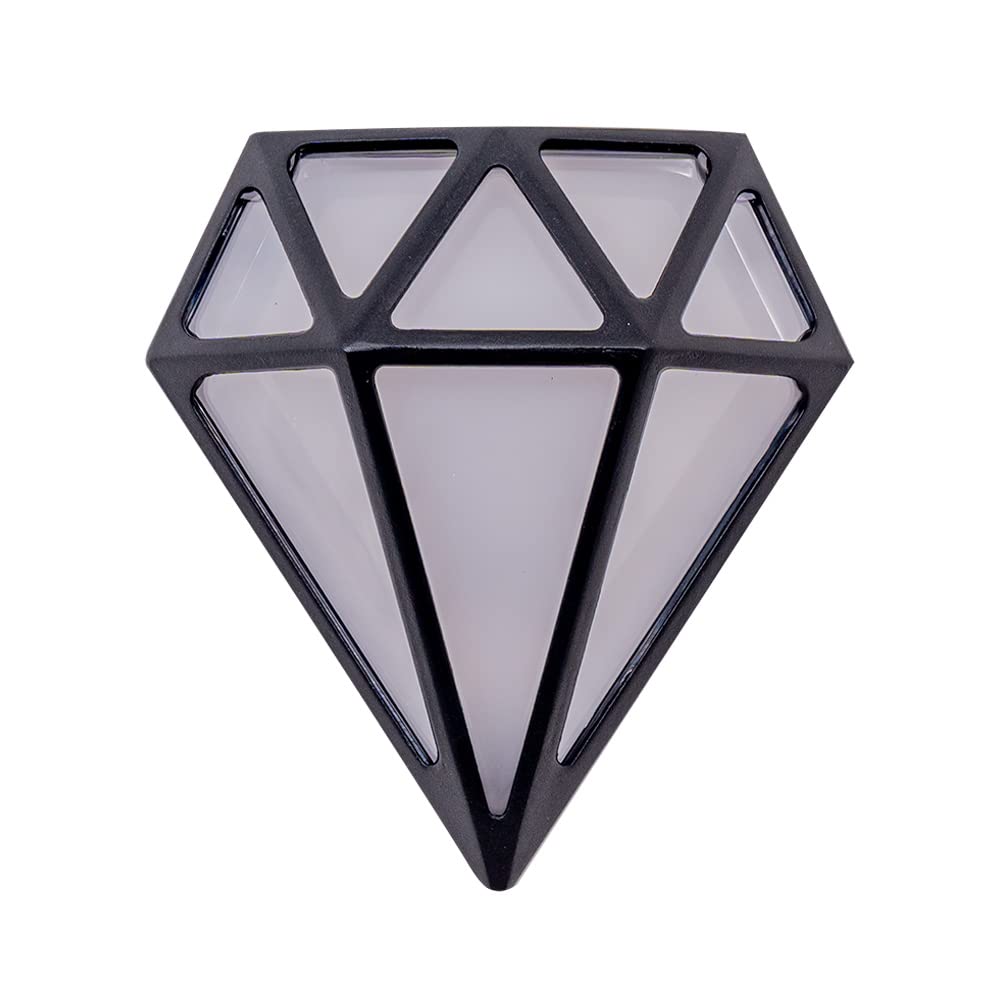 MiniSun | Modern Matt Black Diamond IP64 Indoor/Outdoor Wall Light Fitting | Outdoor Wall Lights, Home Décor & Improvement Essential | Mains Wired