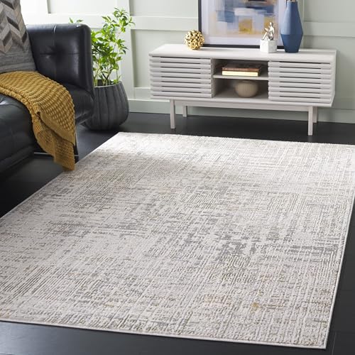 SAFAVIEH Prestige Collection Area Rug - 4' x 6', Ivory/Grey, Geometric Design,…