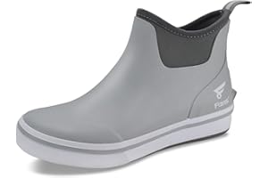 8 Fans Mens Deck Boots, Waterproof Rubber Rain Boots, Anti-Slip Fishing Booties, Short Ankle Shoes for Boating, Outdoor
