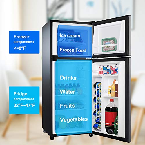 AMANA AMAR46TS1E Compact Refrigerator, Dual Door Fridge Adjustable