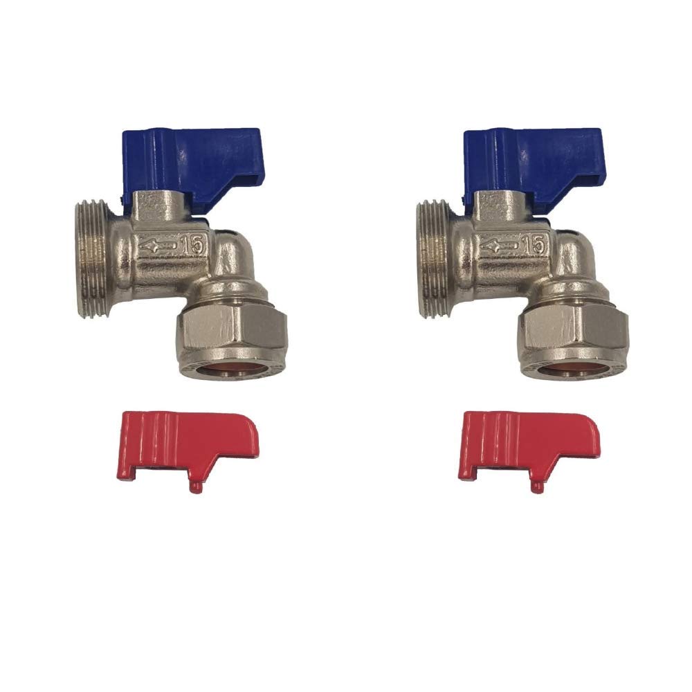 Aumix 15mm x ¾ inch Angled Elbow Washing Machine/Dishwasher Valve x2 — image 1