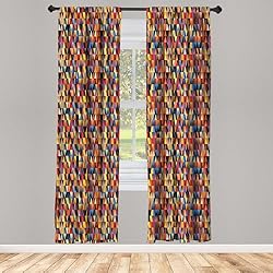 Lunarable Abstract Triangle Window Curtains, Funky