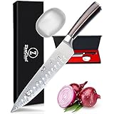 Professional Kitchen Chef Knife 8 Inch - High Carbon German Stainless Steel - For Chopping, Carving, Dicing &amp; Cutting with Pakka Wood Handle, Gift Box &amp; Bonus Soap Odor Remover by ZhuChef