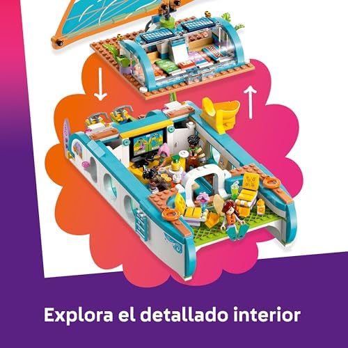 Friends Aventura en el Barco de Viaje - Barco de Juguete con Vela - 4 Mini Muñecos, 2 Figuras de Delfines y Accesorios Inc. Motos de Agua - Regalo de Cumpleaños para Niñas de 8+ Años 42664