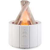 YALEDI Campfire Flame Fire Diffuser, Bonfire Aromatherapy Essential Oil Diffuser, 250ml Wood Cool Mist Humidifier for Home,Bedroom,Office, Remote Control, Auto Shut-Off, Night Light, Gift (White)