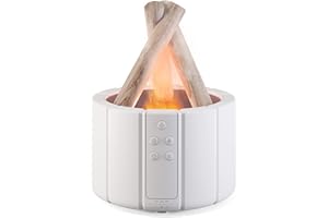YALEDI Campfire Flame Fire Diffuser, Bonfire Aromatherapy Essential Oil Diffuser, 250ml Wood Cool Mist Humidifier for Home,Bedroom,Office, Remote Control, Auto Shut-Off, Night Light, Gift (White)