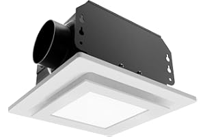 Gopper 10in Panel Bathroom Exhaust Fan with Light, 7.5in Opening Bathroom Fan with 6000K LED Light Combo, 120CFM 1.0Sones Low Noise Bath room Ventilation Fan for Home/Bath/Office/Hotel