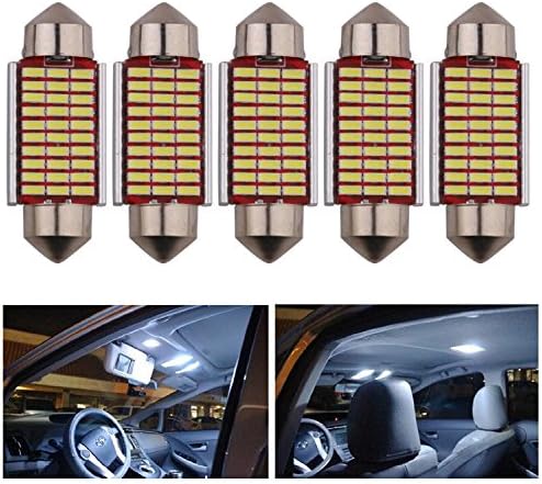 AREOUT 5pcs C5W LED Car Dome Light Bulb, 39mm 3014 SMD Canbus Error Free Festoon white 6000K Car Door Reading License Plate Lights